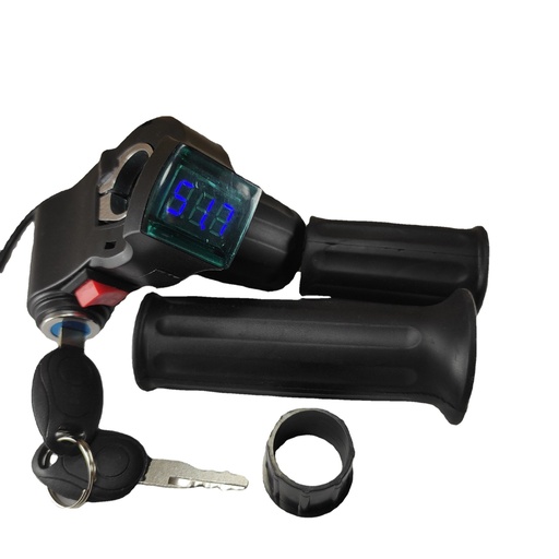 Ручка газу, синій вольтметр, ключ, кнопка, чорна, половинчата